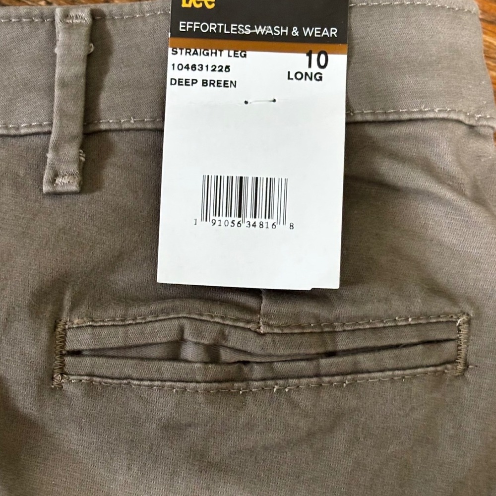Lee Chino Pants Womens 10 Long Brown New Relaxed Straight Mid Rise 104631225 - Picture 7 of 9